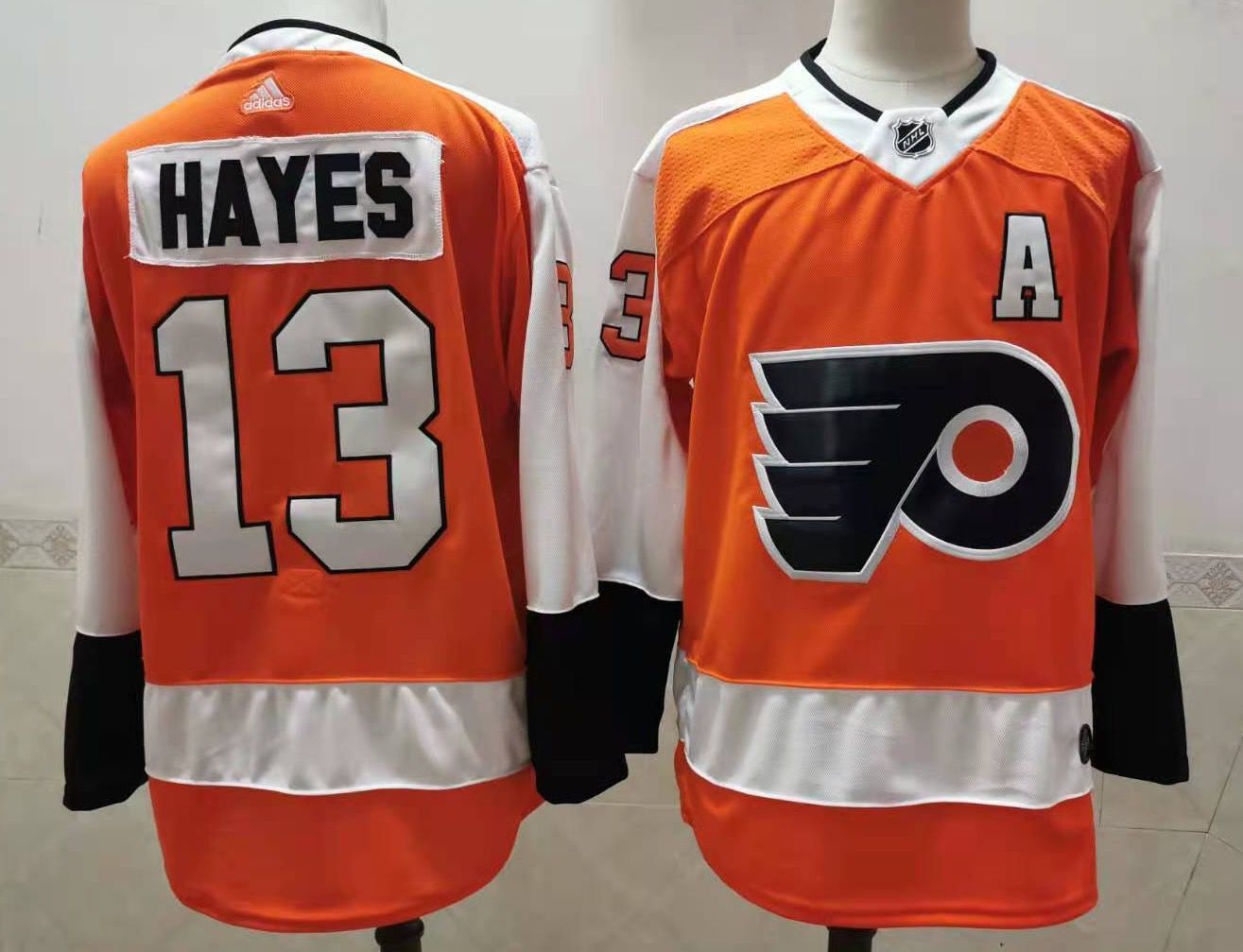 Men Philadelphia Flyers 13 Hayes Orange Authentic Stitched 2020 Adidias NHL Jersey